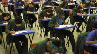 Students in exam room