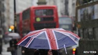 Shopper in rain