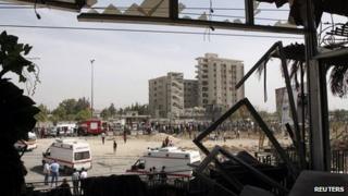 The scene from a damaged house close to the site of an explosion in Damascus 10 May, 2012.