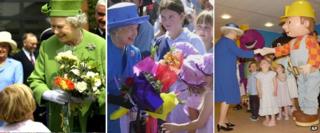 Images of the Queen meeting children in the UK and Commonwealth