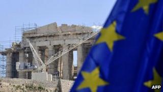 EU flag flies on the backdrop of the Acropolis, Athens (file picture)