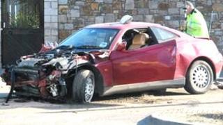 Crashed car in jersey
