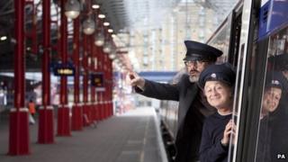 Richard Preddy and Tony Robinson at Marylebone Station