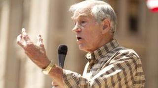 Republican presidential candidate Ron Paul speaks at a campaign event in Austin, Texas 6 May 2012