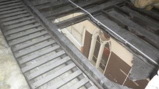 The hole caused by Mr O'Connor's fall