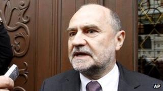 Herman Nackaerts, deputy director of the IAEA, speaks to reporters after talks with Iranian officials on 15 May 2012