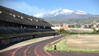 Giarre polo ground with Mt Etna in the background