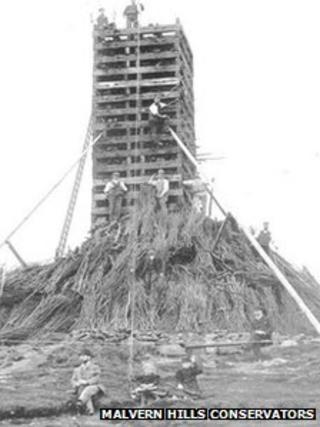 Beacon on top of the Malvern Hills for Queen Victoria's Diamond Jubilee