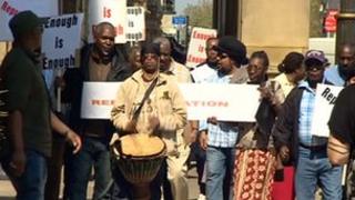 Protesters in Birmingham