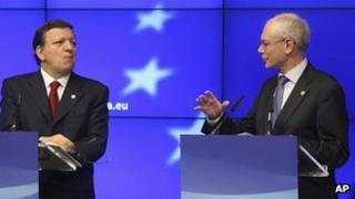 European Council President Herman Van Rompuy (right) and EU Commission President Jose Manuel Barroso, 24 May 12