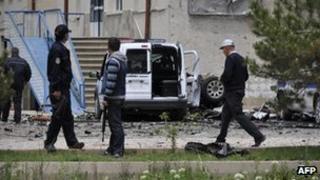 Pinarbasi police station after the attack