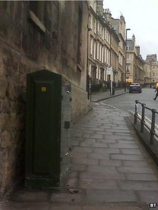 A BT broadband cabinet