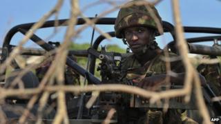 A Kenyan soldier in southern Somalia - December 2011