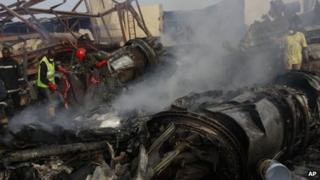 The scene of the air crash in Lagos