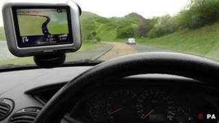Sat-nav inside a car