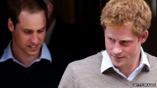 Prince Harry followed by Prince William