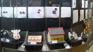 A range of the pupils' coursework on display in the shop unit.