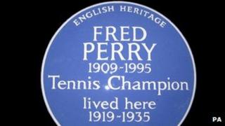 English Heritage blue plaque for Fred Perry