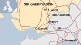 Map o'r ardal