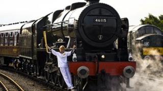 Josephine Loughran on the Scots Guardsman steam locomotive
