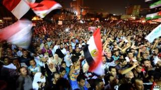 Supporters of Mohammed Mursi in Tahrir Square on Thursday