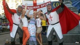 England fans in Kiev with local girls