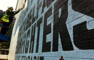 Mural being painted over