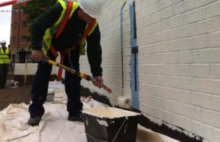 Mural being painted over