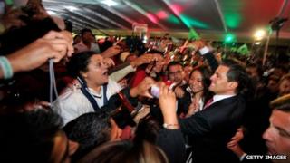 Enrique Pena Nieto greeting PRI supporters (1 July)