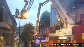 Firecrews at work rescuing the three men trapped