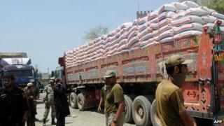 Pakistani security personnel keep vigil at Torkham, close to the Pakistan-Afghanistan border
