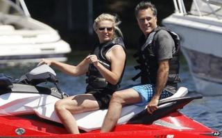 Mitt Romney and wife Ann on holiday at Lake Winnipesaukee in Wolfeboro, New Hampshire on 5 July 2012