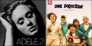 Covers for Adele's 21 and One Directions Up All Night