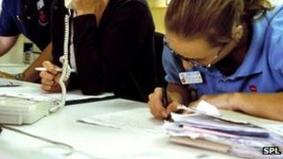 nurses at workstation