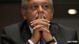 Andres Manuel Lopez Obrador at a news conference in Mexico City. Photo: 12 July 2012