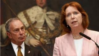 BBA chief executive Angela Knight with New York mayor, Michael Bloomberg