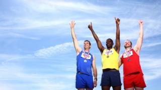 Athletes on a podium