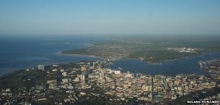 Aerial image of Dar es Salaam, June 2010
