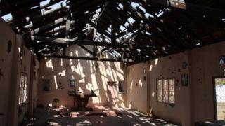 A damaged Catholic church in Sri Lanka