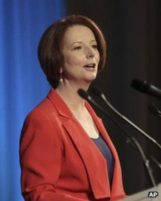 Australia's Prime Minister Julia Gillard speaks to the Energy Policy Institute of Australia in Sydney, Australia, on 7 August, 2012