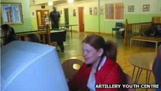 Girl at computer in Artillery Youth Centre