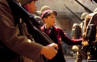 Actor Christian Bale, playing the character Jim Graham, in a scene from film Empire of the Sun