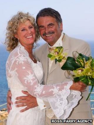 John Hirst (right) and wife Linda on their wedding day