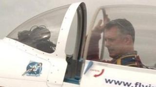Pilot in his plane before taking off from Tollerton