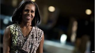 Michelle Obama at a walk-through of her 2012 convention speech