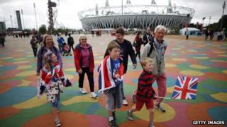 Young spectators on the Olympic Park during the Paralympics