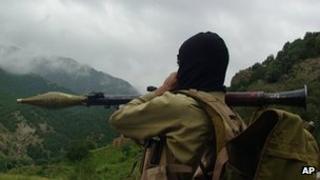Armed Taliban militant in Waziristan, Pakistan. Aug 2012