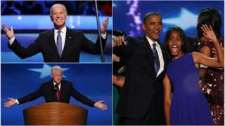 Joe Biden, Barack and Malia Obama, and Bill Clinton