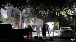 Media crews outside Nakoula Basseley Nakoula's home in Cerritos, California