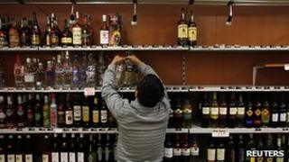 Spirits cleared from shelves in Prague. 14 Sept 2012
